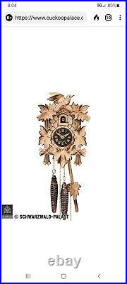 Wooden Hand Carved Cuckoo Clock Bird Pendulum Engstler Germany Black Forest