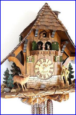 XL cuckoo clock black forest 8 day original german hunter wood music hettich new