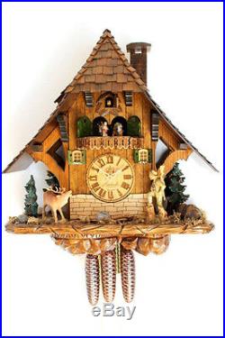 XL cuckoo clock black forest 8 day original german hunter wood music hettich new